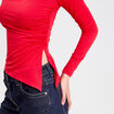 Top cintr&eacute; manches longues rouge femme