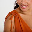 Robe midi &eacute;vas&eacute;e d&eacute;collet&eacute; sans manches orange fonc&eacute; femme