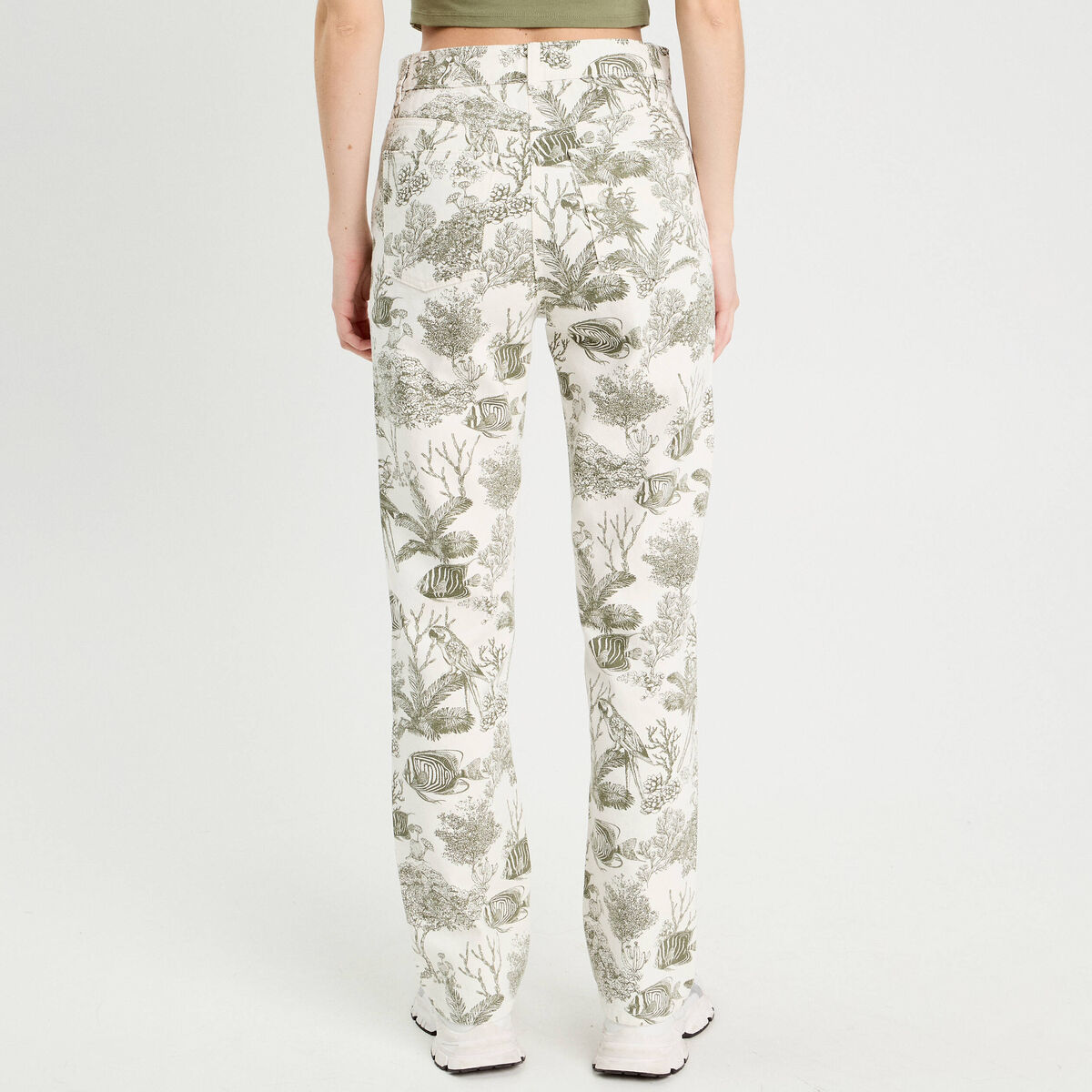 Jeans straight taille haute blanc femme