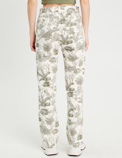 Jeans straight taille haute blanc femme