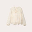Blouse dentelle manches longues ecru femme