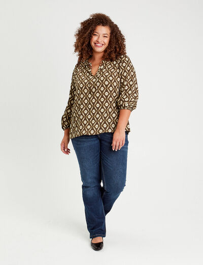 Blouse manches 3/4 vert femme