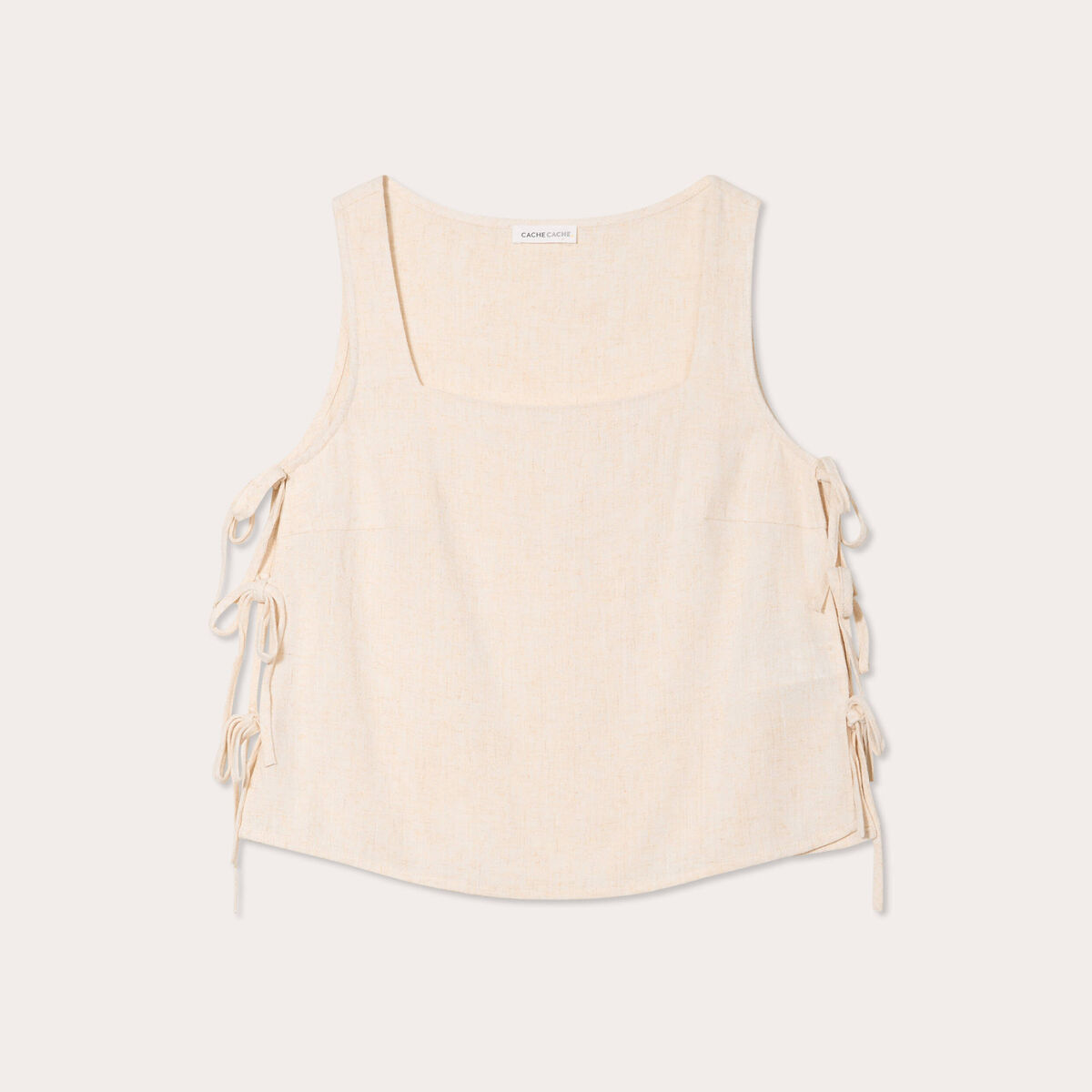 Débardeur noeuds côtés beige femme