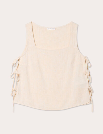 Débardeur noeuds côtés beige femme