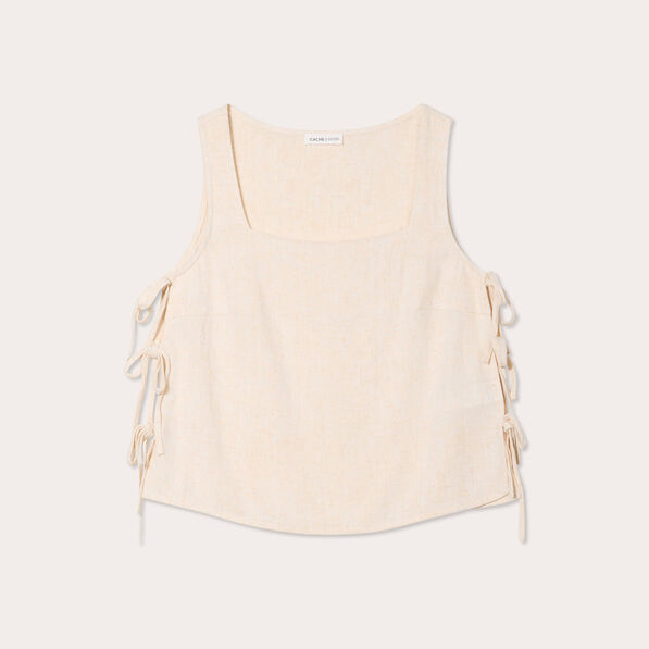 Débardeur noeuds côtés beige femme