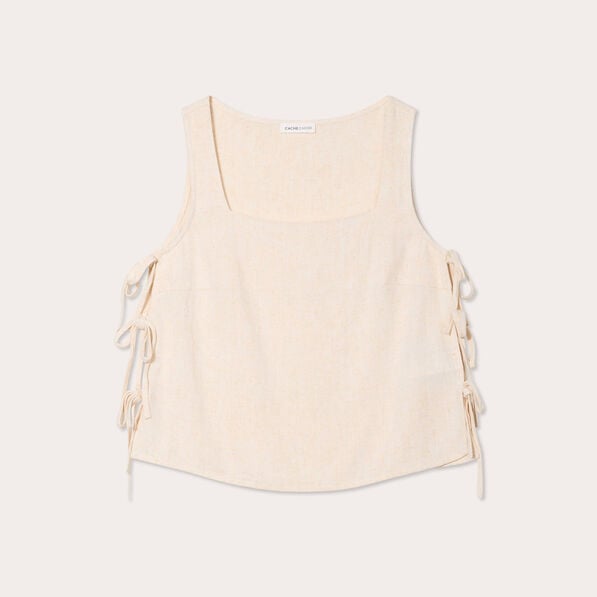 debardeur noeuds cotes beige femme Débardeur noeuds côtés beige femme