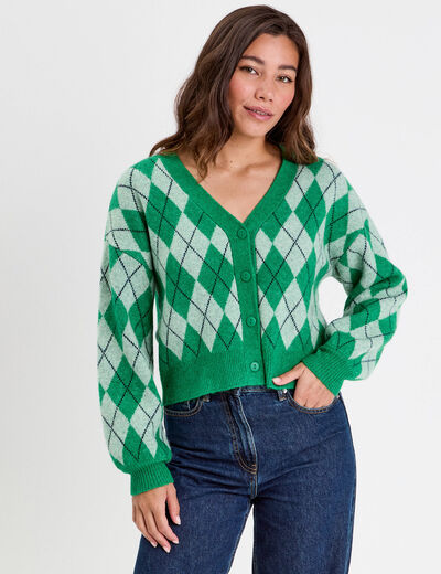 Gilet manches longues vert pastel femme