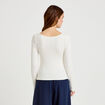 Top ajust&eacute; manches longues col rond ecru femme