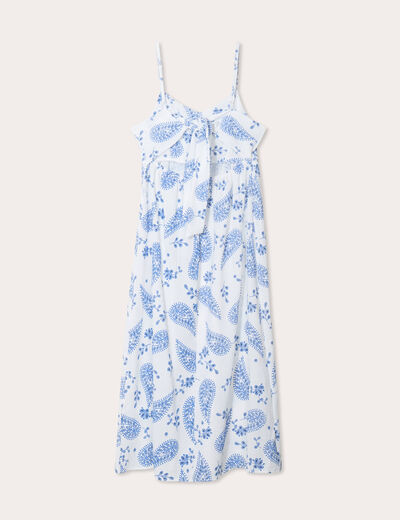 Robe longue évasée bretelles blanc femme