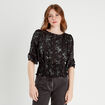 Blouse manches 3/4 noir femme