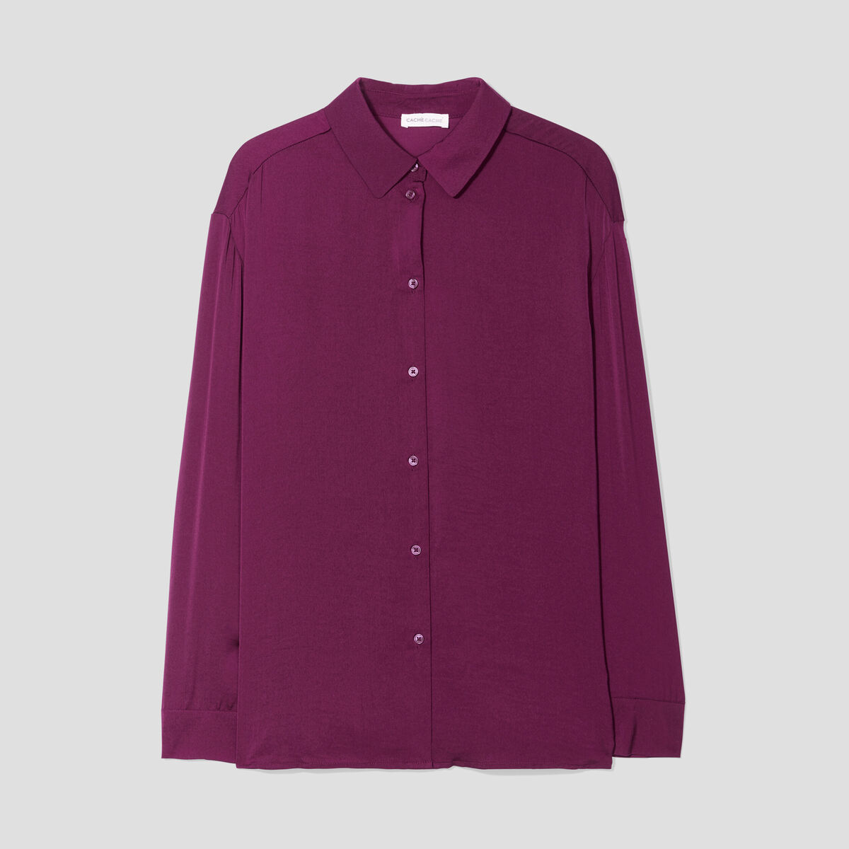 Chemise manches longues prune femme