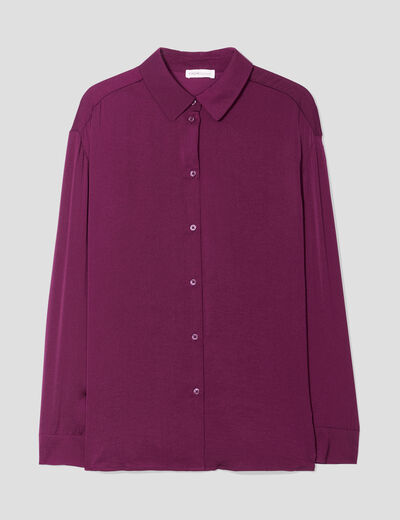 Chemise manches longues prune femme