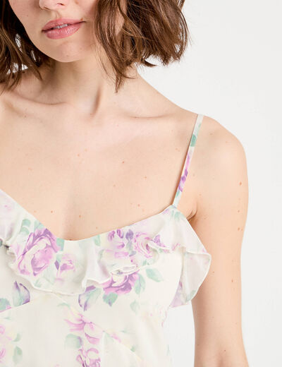 Robe évasée volants blanc femme