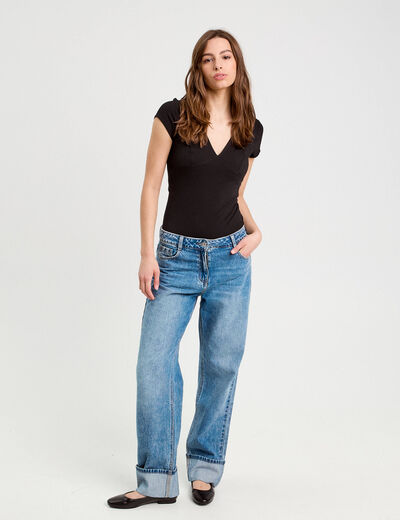 Body manches courtes noir femme