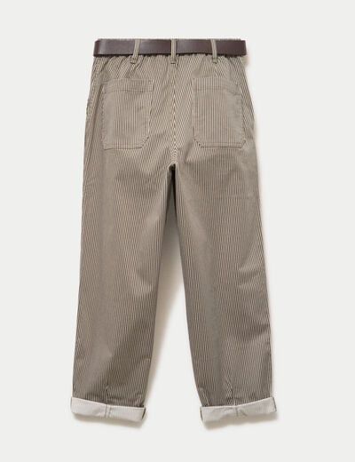 Pantalon chino 7/8&egrave;me taille &eacute;lastiqu&eacute;e vert kaki femme