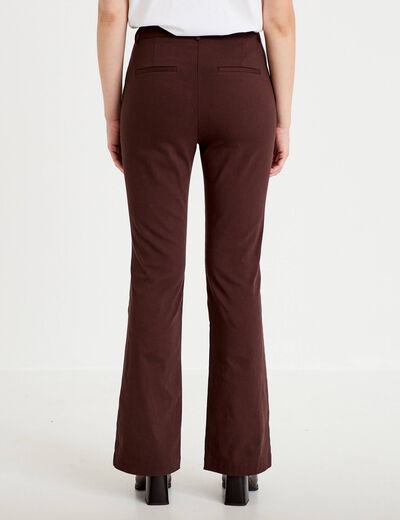 Pantalon bootcut &agrave; pont marron fonc&eacute; femme