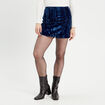 Jupe-short ajustée velours bleu foncé femme