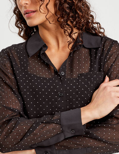 Chemise manches longues noir femme