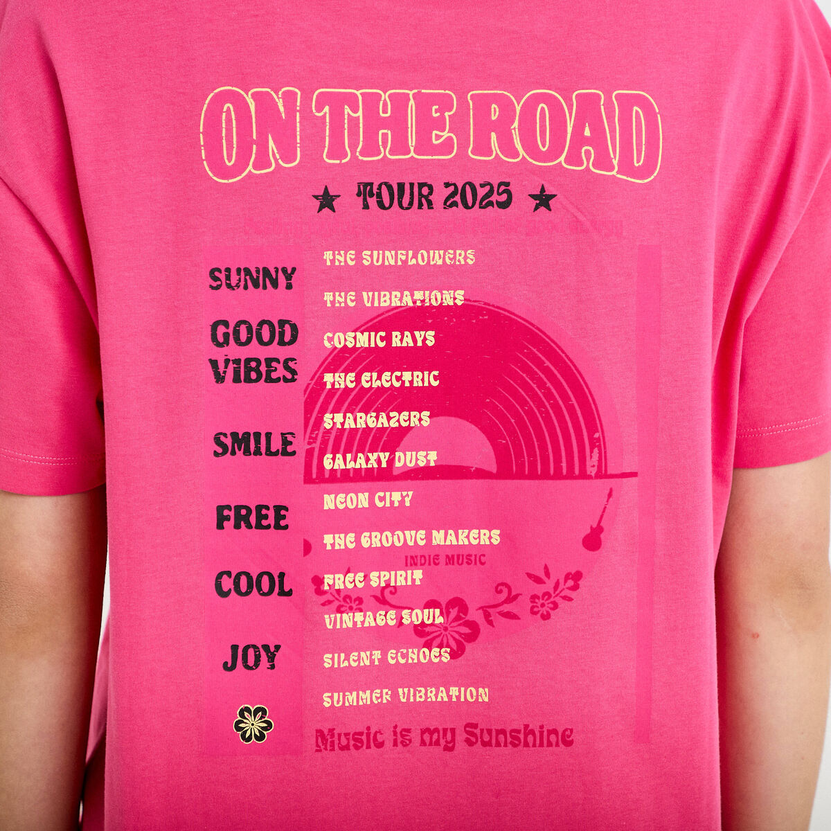 T-shirt oversize manches courtes rose fushia femme