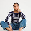 T-shirt col bateau bleu marine femme