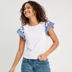 T-shirt manches brodées blanc femme