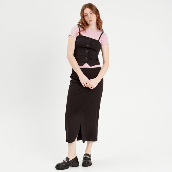 jupe longue droite fendue noir femme Jupe longue droite fendue noir femme