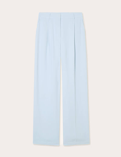 Pantalon large pinces bleu clair femme