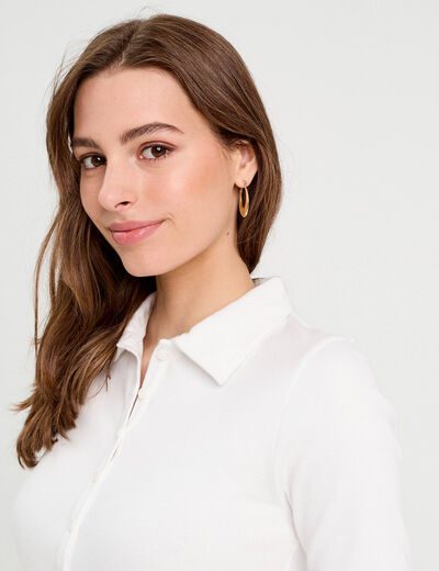 Polo manches courtes blanc femme