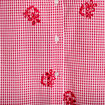 Blouse col v manches 3/4 broderie rouge femme