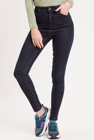 Jeans skinny intérieur gratté chaud denim brut femme