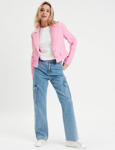 Veste blazer cintrée rose clair femme