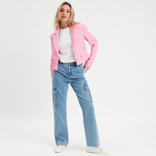 veste blazer cintree rose clair femme Veste blazer cintrée rose clair femme