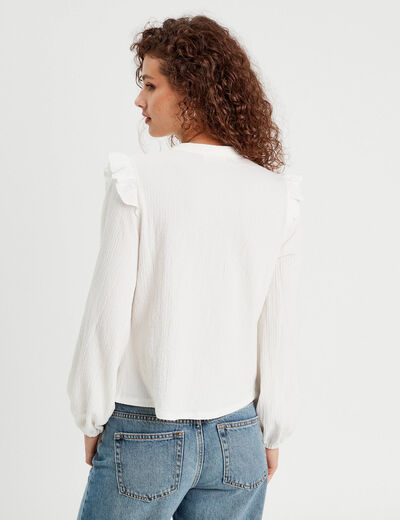 Blouse manches longues ecru femme