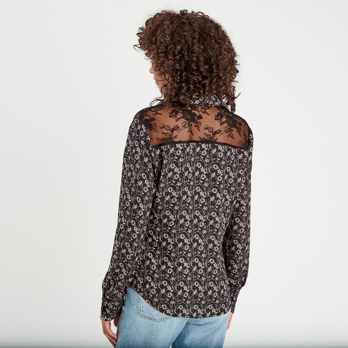Chemise avec dentelle noir femme