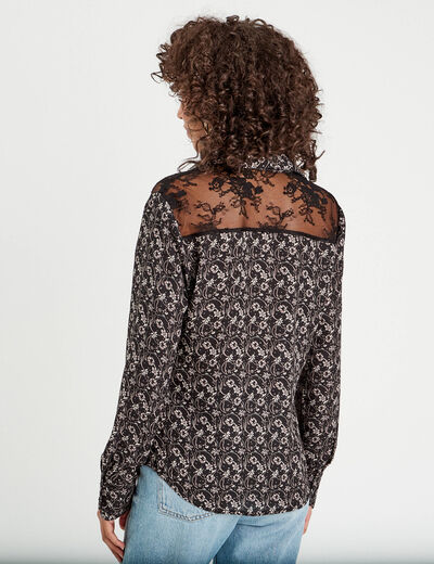 Chemise avec dentelle noir femme