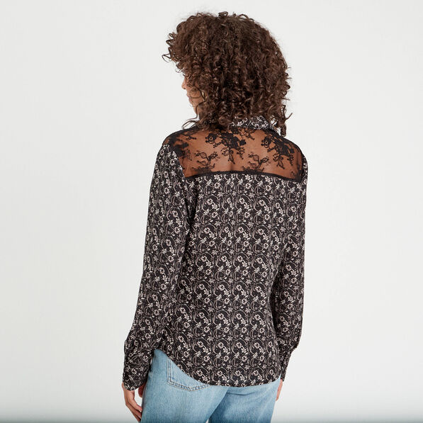 Chemise avec dentelle noir femme