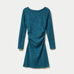 Robe en maille manches longues bleu canard femme
