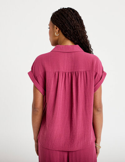 Blouse manches courtes prune femme