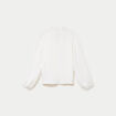 Blouse droite col mao manches longues ecru femme