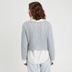 Pull manches longues ajouré bleu pastel femme