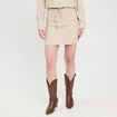 Jupe droite contenant du lin beige femme