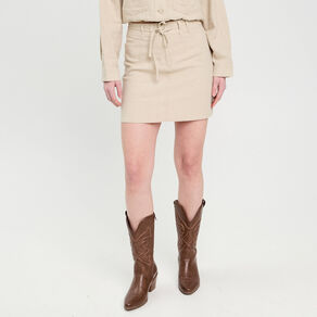 jupe droite contenant du lin beige femme Jupe droite contenant du lin beige femme