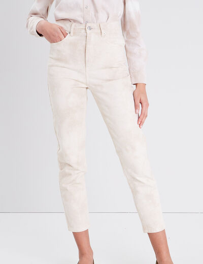 Jeans mom taille haute jaune clair femme