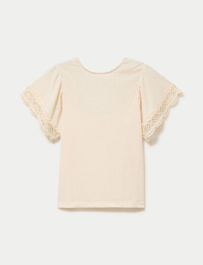 T-shirt col rond manches courtes ecru femme