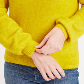 Pull avec col rond jaune or femme