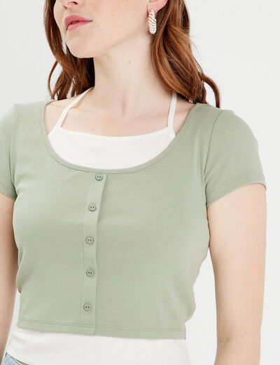 T-shirt 2-en-1 vert pastel femme