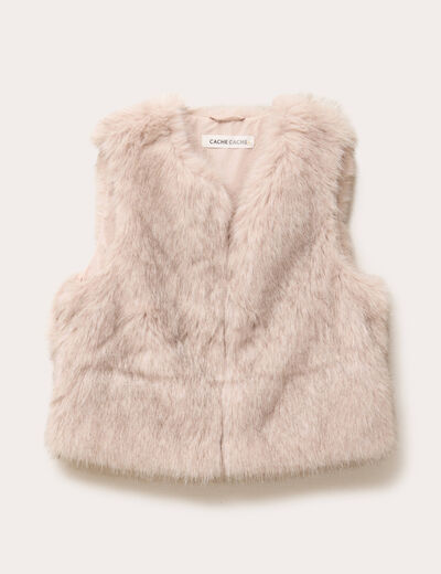 Gilet fausse fourrure sable femme