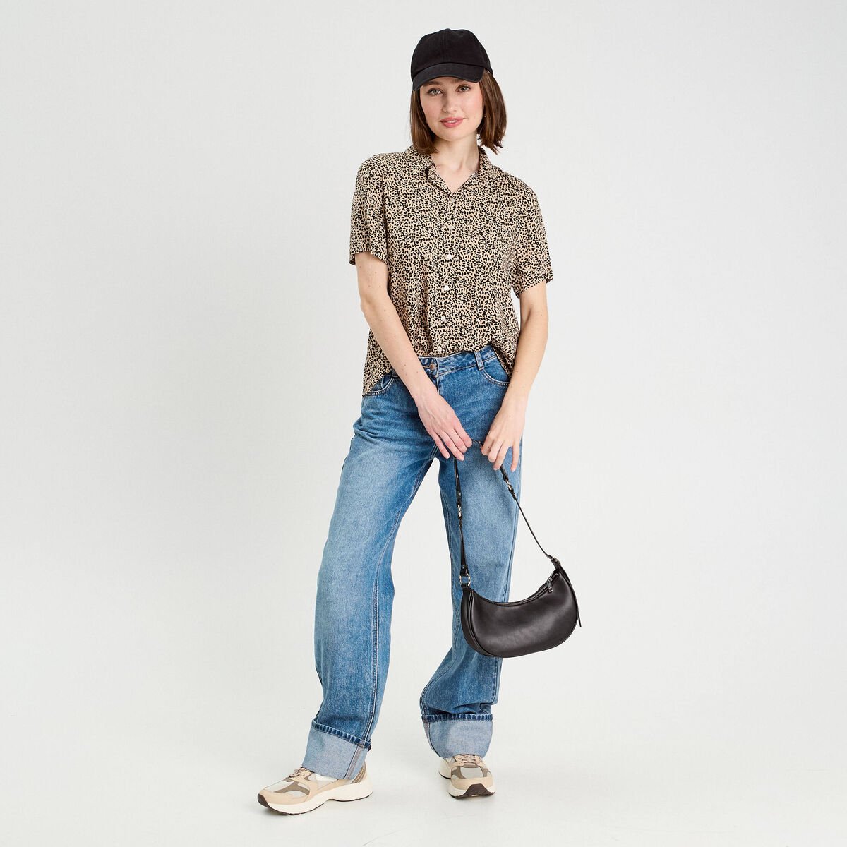 Chemise manches courtes ecru femme