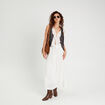 Blouse sans manches brodée blanc femme