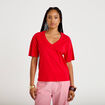 T-shirt col v manches courtes rouge femme